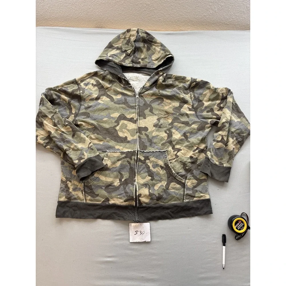 Aeropostale Men's Full Zip Hoodie Camouflage Green Brown Tan Gray Size L